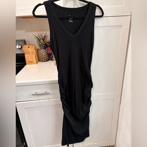 GAP Black V-Neck Ruched Maxi Dress